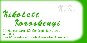 nikolett koroskenyi business card