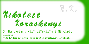 nikolett koroskenyi business card